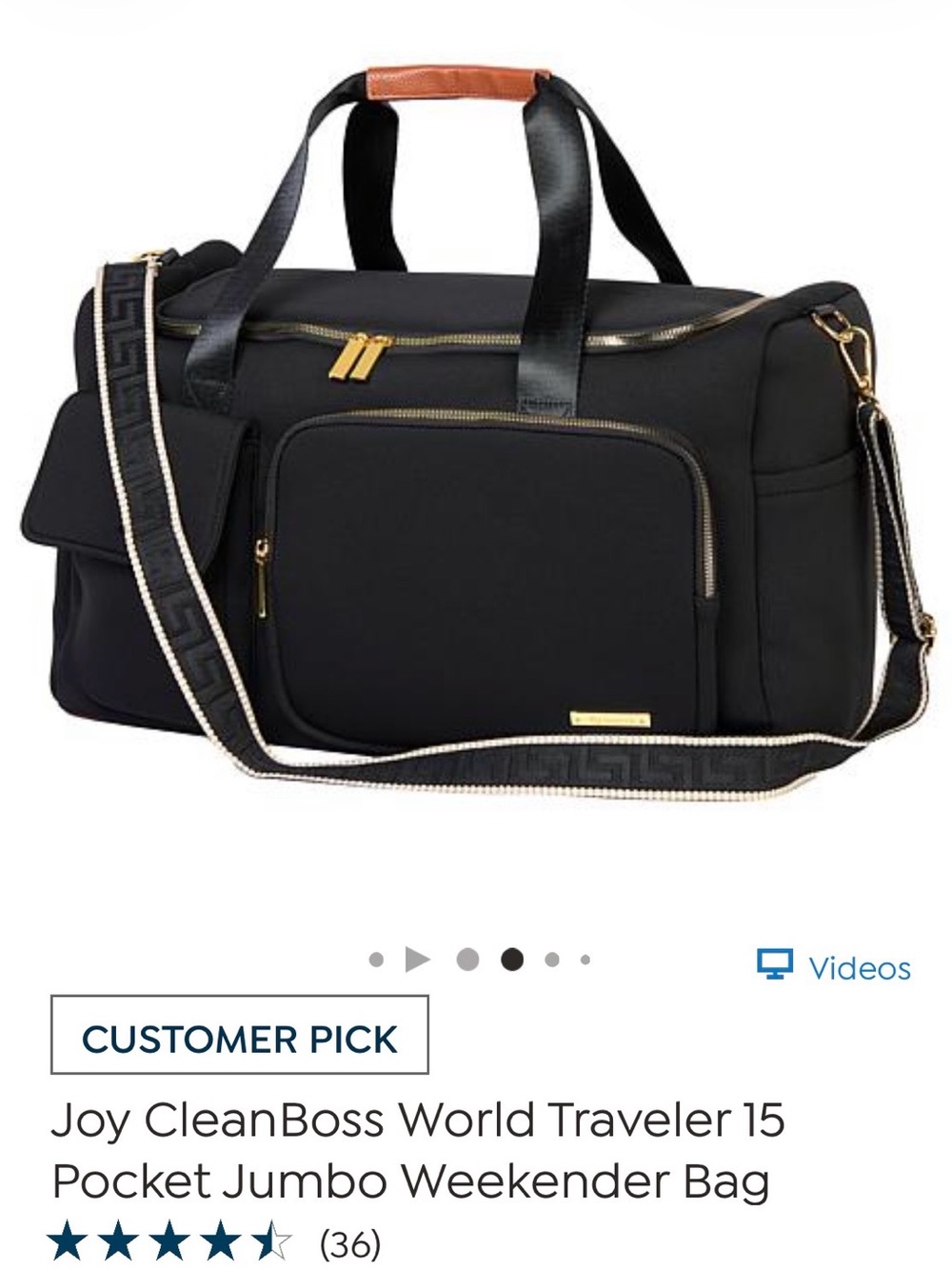JOY MANGANO-Black Weekend Travel Duffle Bag